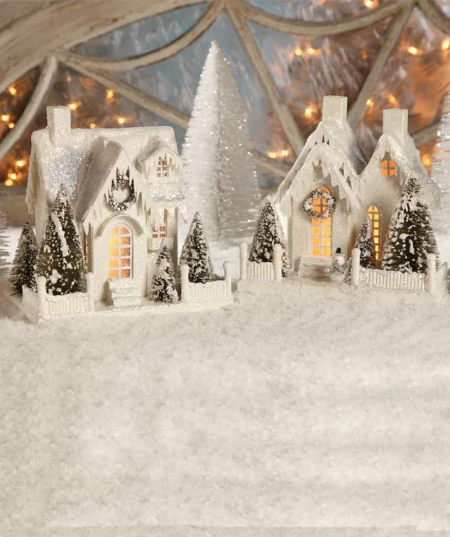 Bethany Lowe Large Ivory Cottages - Putz Houses 3 Bethany Lowe Large Ivory Cottages - Putz Houses