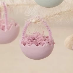 Bethany Lowe New! Lavender Cracked Egg Basket Ornaments, Set Of 6