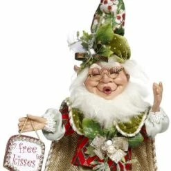 Mark Roberts Mistletoe Mischief Elf With Free Kisses Sign - 12"