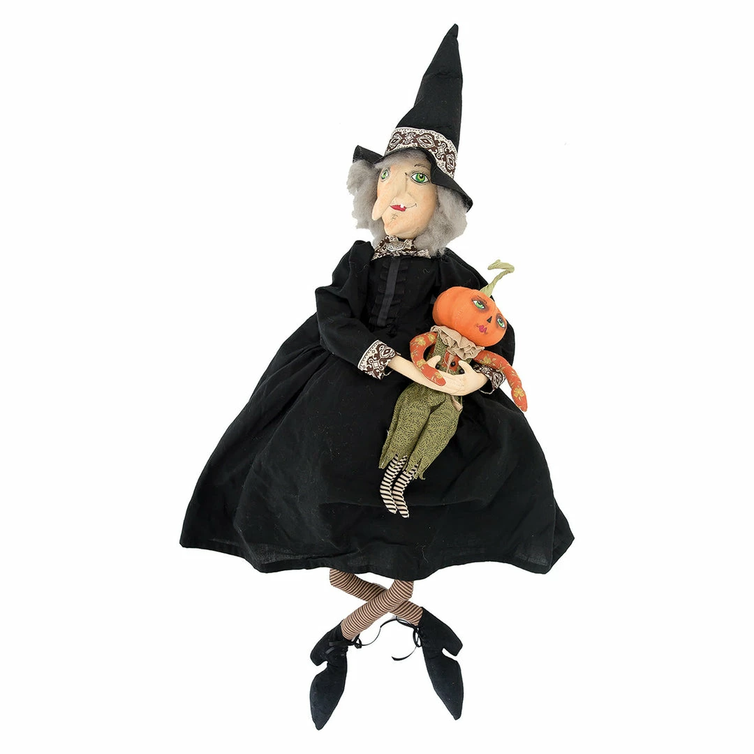 Gathered Traditions Joe Spencer Marleigh Witch With Pumpkin Doll 3 Gathered Traditions Joe Spencer Marleigh Witch With Pumpkin Doll