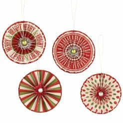 Bethany Lowe Merry & Bright Rosette Ornaments New!