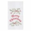 TheHolidayBarn.com New! Merry Christmas & Holly Embroidered Kitchen Towel