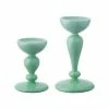 Raz Green Milk Glass Pillar Candle Holders