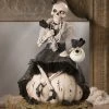 Bethany Lowe Miss Skeleton On Pumpkin New!