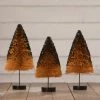 Bethany Lowe Orange Bottle Brush Trees With Black Glitter