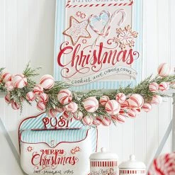 Raz New! Peppermint Candy Swirl Ball Garland