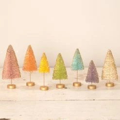 Bethany Lowe New! Pastel Rainbow Bottle Brush Trees