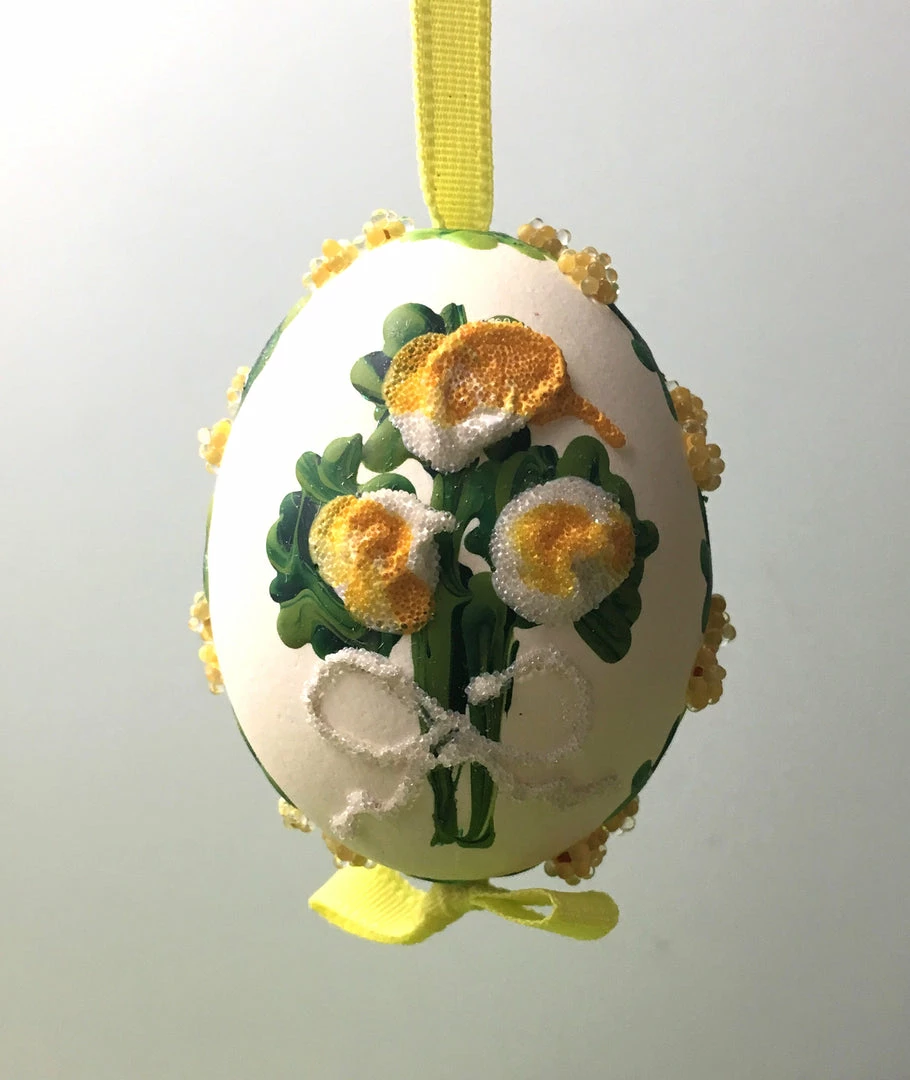 TheHolidayBarn.com Yellow Flower Bouquet Egg Ornament 3 TheHolidayBarn.com Yellow Flower Bouquet Egg Ornament