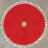 Ragon House New! Red Tree Skirt With White Pom Poms, 28"