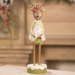 Bethany Lowe Reindeer With Holly Figurine