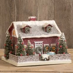 Ragon House New! Retro Christmas Cape With Car, Red