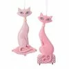 Kurt Adler Retro Pink Cat Ornaments New!