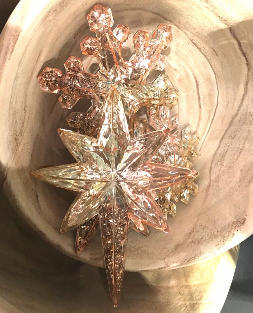 One Hundred 80 Degrees Christmas Glitter Filled Rose Gold Snowflake And Star Ornaments & Bowl Fillers 5 One Hundred 80 Degrees Christmas Glitter Filled Rose Gold Snowflake And Star Ornaments & Bowl Fillers