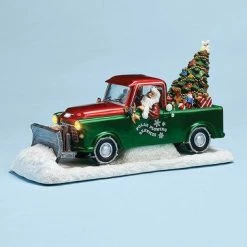 The Holiday Barn Santa's Plow Truck Music Box