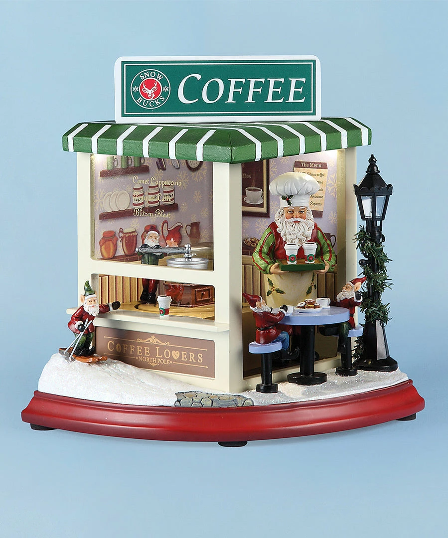 The Holiday Barn Santa's Coffee Shop Music Box 3 The Holiday Barn Santa's Coffee Shop Music Box