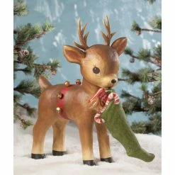 Bethany Lowe New! Santa's Helper Reindeer, Paper Mache