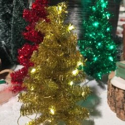 Department 56 New! Shiny & Bright Lighted Tinsel Tree Set