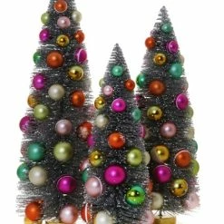 Cody Foster New! Silver Bristle Trees With Multi-Color Ornaments