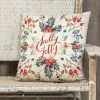 Ragon House New! Watercolor Holly Pillow, Slate Blue, Red & Ivory 1 Ragon House New! Watercolor Holly Pillow, Slate Blue, Red & Ivory