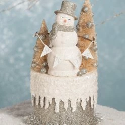 Bethany Lowe Platinum Smiley Snowman On Box
