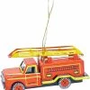 TheHolidayBarn.com Christmas Fire Truck Tin Toy Reproduction Ornament