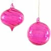 Katherine's Collection Fuchsia Pink Twisted Glass Ornaments New!