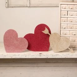 Beth Valentine Glittered Standing Hearts New!