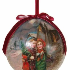 ShiShi Victorian Christmas Decoupage Ball Ornament, Christmas Tidings Children