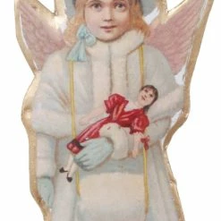 ShiShi Victorian Girl Christmas Angel Ornament, Decoupge On Metal