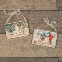 Ragon House Building A Snowman Postcard Ornaments