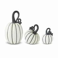 TheHolidayBarn.com Black & White Striped Pumpkins New!