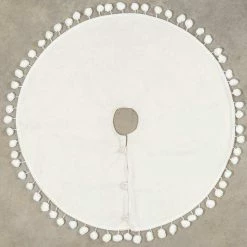 Ragon House New! Winter White Tree Skirt With Pom Poms, 28"